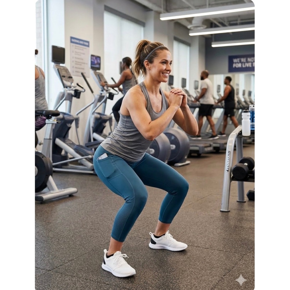 Crane Leggings Women L Teal Mesh Trim Side Pocket Activewear Sporty Workout Yoga